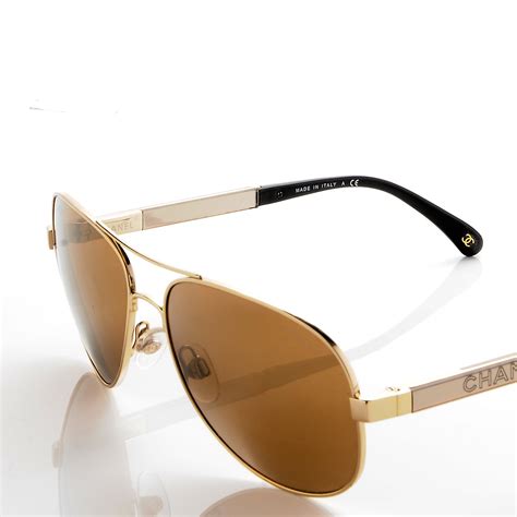 chanel aviators women black gold|Sunglasses .